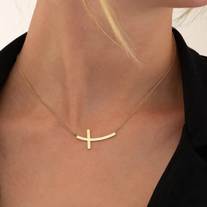 สร้อยคอจี้รูปกางเขนสำหรับศาสนา ทำจากสแตนเลส 304 ชุบทองคำแท้ 18K ความหนา 0.03µm-0.05µm พร้อมสายโซ่แบบเคเบิล - Product Image 6