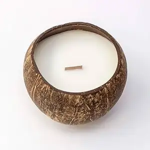 Hindistan cevizi kabuğu kase içinde toptancı vanilya kokulu hindistan cevizi mum tatil için büyüleyici kokulu soya balmumu mum