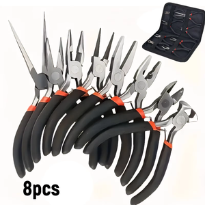 Ensemble de 8 pinces de précision en acier inoxydable avec sac de transport, compatibles avec les machines à stylos, logo personnalisé, fabrication de bijoux, outils d'artisanat DIY - Product Image 1