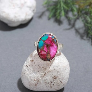 Pink Oyster <b>Ring</b> <b>925</b> Sterling <b>Silver</b> Handmade Band Bezel Setting <b>Ring</b> For Her - Product Image 2