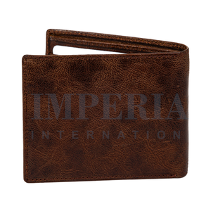 กระเป๋าสตางค์หนังแท้พับสองตอนสำหรับผู้ชาย รุ่นวินเทจ Imperia International ปี 2026 พร้อมโลโก้ปั๊มนูน ป้องกัน RFID ขนาดเล็ก ใช้ได้ทุกวัน - Product Image 1