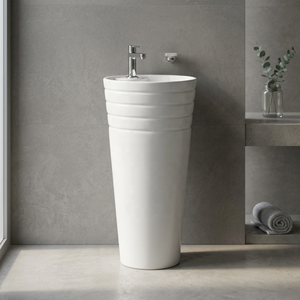 Lavabo de Pedestal de Cerámica Moderno para Hospital, Lavabo Independiente de Una Pieza para Baño - Product Image 1