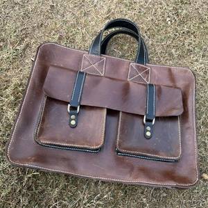 Sac à main en cuir véritable fait main, sacoche pour ordinateur portable 14 pouces, sacoche en cuir pour homme - Product Image 1