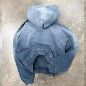 Sudadera con Capucha Personalizada con Logotipo Bordado para Hombre, Corte Regular, 100% Algodón Grueso, Estilo Otoñal, Sin Cordón, Efecto Desgastado - Product Image 3