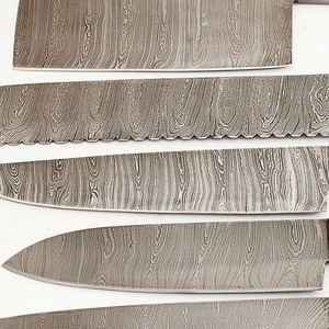 Couteaux de cuisine professionnels en acier Damas faits à la main, 7 pièces, manches en plastique, lame à pointe tombante, personnalisables OEM - MS Enterprise - Product Image 2