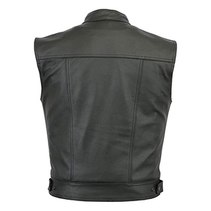 Chaleco de Cuero PU para Hombre, Estilo Motero, Cuello Alto, Cierre de Botones, Color Sólido, Ropa Exterior de Otoño, Corte Regular - Product Image 5