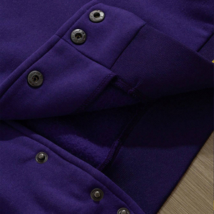 Purple Color Patchwork Varsity <b>Jacket</b> Yellow Striped Trim Unisex Letterman <b>Jacket</b> Chenille Embroidery Streetwear Bomber Coat - Product Image 4