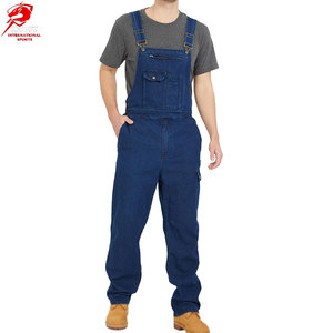 Durable Casual Streetwear <b>Men</b> Jeans <b>Overall</b> Adjustable Shoulder Straps Relaxed Fit Everyday Jeans Workwear Fashion Apparel - Product Image 1