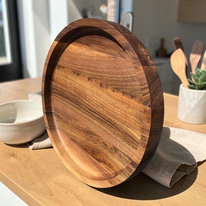 Plateau de service rond en bois, plateau de présentation alimentaire rustique pour la cuisine, centre de table décoratif pour la salle à manger - Product Image 3