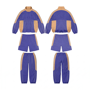 2025 Casual Summer Windbreaker Tracksuit 100% Nylon <b>Men</b> <b>Zip</b> up Three Piece <b>Jacket</b> Trouser and Shorts Set Unisex - Product Image 4