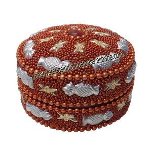 Boîte traditionnelle en fer fait à la main, boîte intérieure en forme circulaire, cadeau parfait pour les femmes - Product Image 2