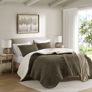 Waffle Knit Chenille <b>Comforter</b> Set for Twin Size <b>Bed</b> Premium Soft and Cozy Bedding - Product Image 1