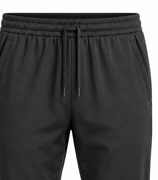 Pantalon de jogging pour homme noir, mi-lourd, 100 % coton, taille élastique avec cordon de serrage, poches latérales, chevilles affûtées à revers, pour l'entraînement et les loisirs - Product Image 3