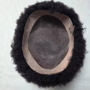 Perruque Toupet Afro 100% Cheveux Indiens Remy avec Ondulations Souples et Naturelles, Base Monofilament Imperméable - Taz Hair BD - Product Image 1