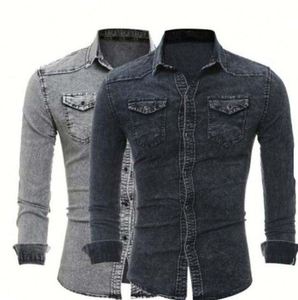Chemises en jean pour hommes LUXE ATTIRE INDUSTRY – Tendance, boutonnées, en coton léger, respirantes, séchage rapide, écologiques, anti-plis, décontractées - Product Image 1