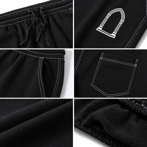 Pantalon de jogging baggy noir pour homme style streetwear hip-hop avec empiècements contrastants blancs et cordon de serrage - Product Image 4