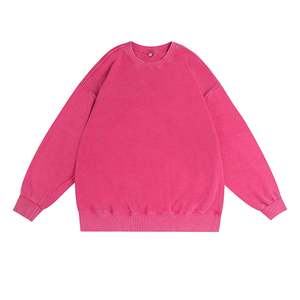 Sweat-shirts vintage surdimensionnés pour hommes, effet délavé, uni, manches longues, col rond, streetwear unisexe, pull déchiré, OEM - Product Image 3