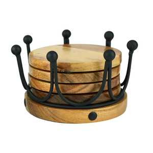 Elegantes posavasos de madera con acabado natural rústico para tazas de café, tazas de té y vasos, que protegen la mesa moderna. - Product Image 5