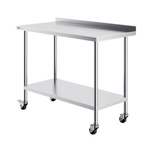 Tavolo da Lavoro in Acciaio Inox per Cucina Commerciale 24 X 48 X 40 Pollici, Resistente, con Ruote, per Preparazione Alimenti, Fabbricazione in Metallo - Product Image 1