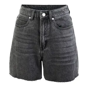 Shorts de mezclilla para mujer 2026, estilo urbano de verano, pantalones cortos rectos de cintura alta para mujer, color sólido, estilo Y2K, con bolsillos cargo y diseño cruzado. - Product Image 3