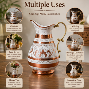 Carafe à eau artisanale en cuivre et laiton, pichet décoratif, carafe en métal gravée pour la décoration intérieure, la table des hôtels et restaurants - Product Image 6