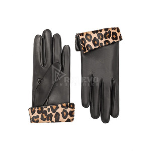 Gants en cuir de luxe pour femmes, doublure en cachemire, chauds pour l'hiver, doux au toucher, compatibles avec les écrans tactiles, gants tendance - Product Image 4