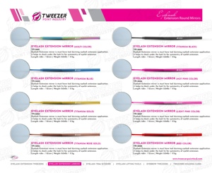 Espejo de maquillaje de pestañas de belleza de acero inoxidable profesional para extensiones de pestañas gran cantidad disponible en todos los colores - Product Image 1