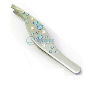 Pince à cils en acier inoxydable à prise antidérapante pince à pointe de précision large en forme de cheveux incarnés en forme inclinée - Product Image 2