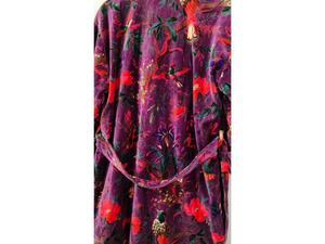 Robe Kimono Longue en Velours Tricoté Imprimé de Luxe, Épaisse, pour l'Automne et l'Hiver, Peignoir de Demoiselle d'Honneur, Robe de Chambre pour Femme, Violet - Product Image 2