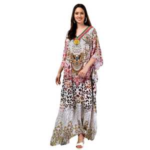 Vestido Kaftan Elegante para Mujer – Kaftan Holgado Estampado para la Colección de Verano - Product Image 1