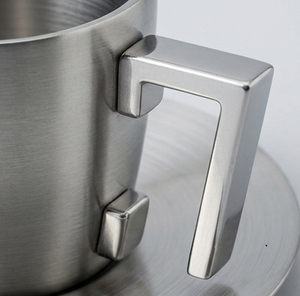 Stainless Steel Tea <b>Cup</b> with <b>Saucer</b> Set Modern Metal Handle Drinkware for Afternoon Tea - Product Image 3
