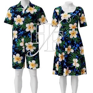 Vente en gros de robes Puletasi Mumu à motifs tribaux polynésiens personnalisés, ensembles de tenues pour femmes et hommes, ensembles de robes 2 pièces - Product Image 2