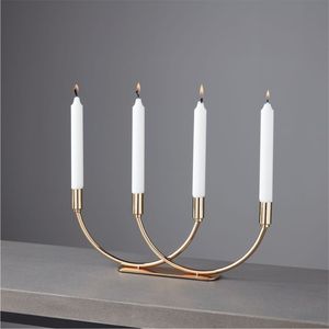 Modern Minimalist Curved Gold <b>Candle</b> <b>Holder</b> 4 Arms Iron Candelabra Stand Romantic Wedding Table Party Decorative Candlestick - Product Image 1