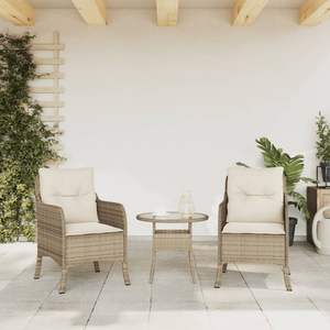 Ensemble de 2 chaises de jardin beige crème pour mobilier de patio - Product Image 3