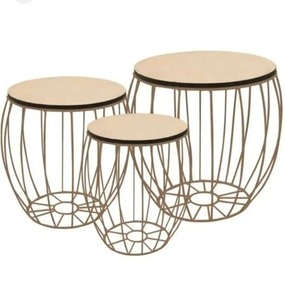 Mesa de Centro Redonda Moderna y Minimalista de VISHAL HANDICRAFT, con Función de Almacenamiento, Superficie de Madera y Metal, Mueble para Sala de Estar - Product Image 5