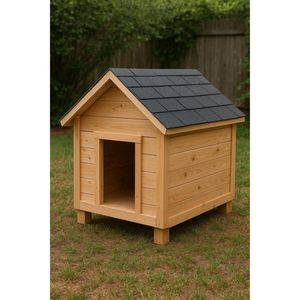 CASA PARA PERRO PEQUEÑO DE MADERA SÓLIDA DE TECO 39 X 39 PULGADAS HECHA A MANO EN INDONESIA - Product Image 1