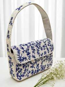Royal Blue <b>Pearl</b> Beaded Handbag Blue white handbag Elegant beaded purse Luxury shoulder <b>bag</b> Designer <b>pearl</b> clutch Handcrafted - Product Image 3