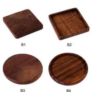 Acacia Coaster Set <b>Round</b> 5mm Thick Reusable Modern Design <b>Mats</b> & Pads Set of 4 with Acacia Stand - Product Image 3