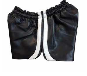 SKI INTERNATIONAL <b>Women's</b> Casual <b>Black</b> Leather <b>Shorts</b> High Quality Custom Design Breathable Soft Mid Elastic Waist Sport <b>Short</b> - Product Image 2