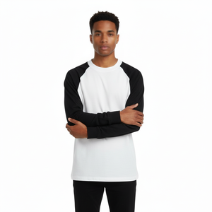 Heavyweight Raglan Sleeve Long-sleeve Vintage Streetwear Style Pure-cotton <b>Base</b>-<b>layer</b> T-shirt for <b>Men</b> - Product Image 4