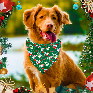 Christmas <b>Pet</b> Bandana Triangle Bibs Santa Snowman Print Scarves Custom Festive Holiday <b>Accessories</b> Supply - Product Image 3