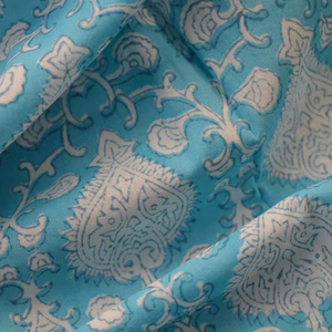 Tela 100% algodón turquesa con estampado paisley impreso a mano |   Tela para Correr Jaipur Mughal Buta al por Mayor - Product Image 1