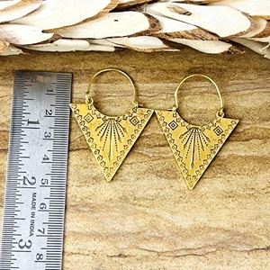 Pendientes Boho de Moda, Joyería Tribal de Latón para Mujer, Pendientes de Aro Triangulares Geométricos Chapados en Oro de 18k para Venta al por Mayor/OEM/ODM - Product Image 6
