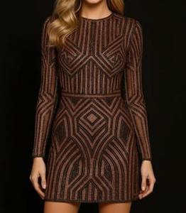 ชุดเดรสงานเลี้ยงสำหรับผู้หญิงคุณภาพพรีเมียมขายส่ง |   ผู้จัดจำหน่ายชุดราตรีสั้นประดับลูกปัดแขนยาวขายส่ง - Product Image 2