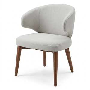 Modern Apartment-Friendly Dining <b>Chair</b> with Teak Wood Legs and <b>Acrylic</b> Upholstery Midcentury Design Home Furniture Model CHA76 - Product Image 2
