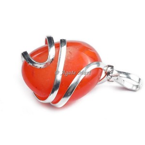 Venta al por mayor de fábrica, colgante de cristal de piedra curativa, ágata de jaspe roja, joyería de piedras preciosas talladas, colgante de cristal envuelto en alambre - Product Image 3