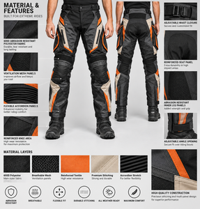 Pantalon de moto Enduro noir, orange, beige, résistant à l'abrasion, respirant, extensible, personnalisable OEM ODM, équipement de conduite tout-terrain - Product Image 4