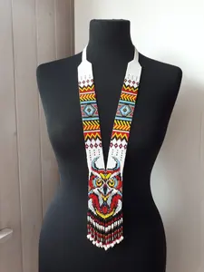 Gargantilla Impermeable con Cuentas Delicadas y Flecos Azules y Rojos |   Collar Étnico Bohemio Hippie Tribal para Mujer, Ideal para Bodas y Fiestas - Product Image 6