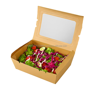 Kraft Takeaway Food <b>Box</b> with Window Custom Packaging for Salad <b>Bakery</b> Deli Restaurant - Product Image 3