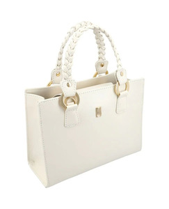 Bolso de mano beige de cuero genuino elegante de alta calidad para mujer con dos asas tejidas, venta al por mayor, logotipo de color personalizado, OEM, bandolera para niñas - Product Image 2